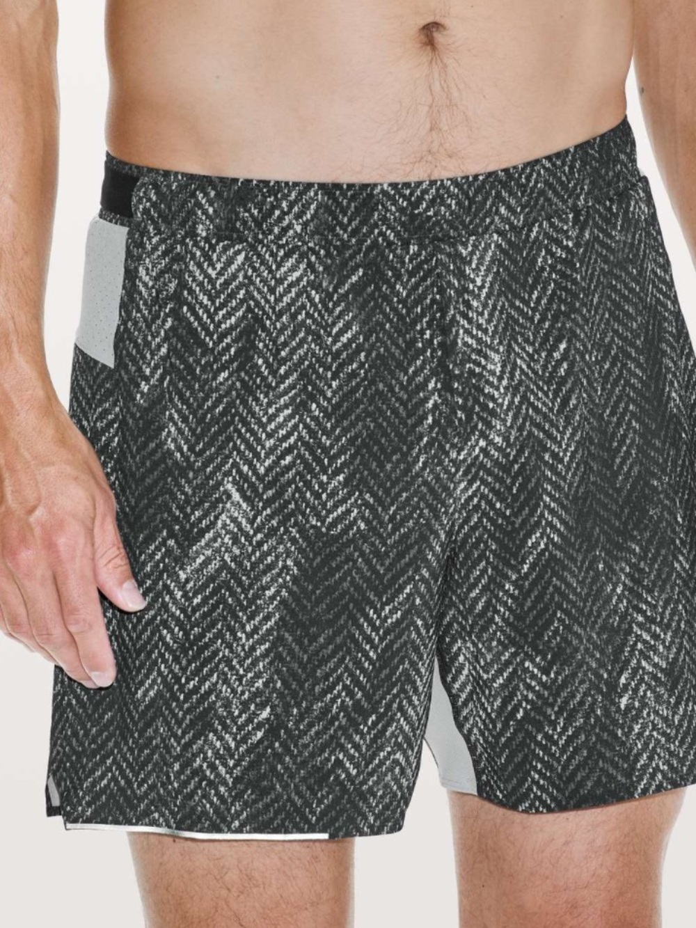 lululemon Surge Short 6" Bleached Herringbone Multi - Black & White - Picture 5 of 11